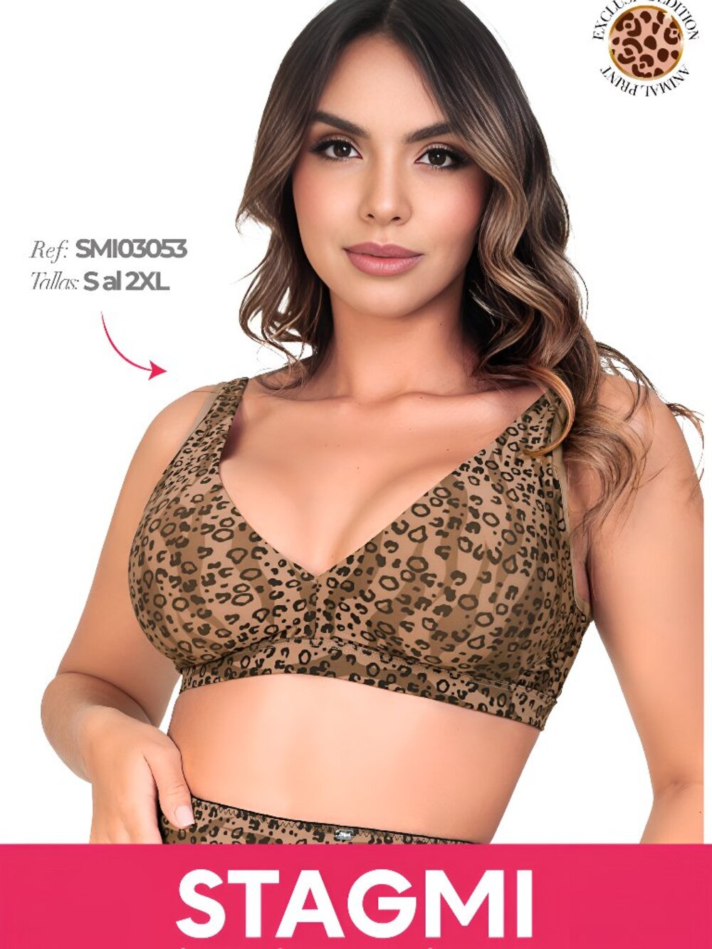 Stagmi Colombian Seamless Bralette Top Lift Bra Limited Animal Print & Thong NEW
